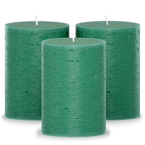 CANDWAX Green Pillar Candles 3" - Set of 3pcs