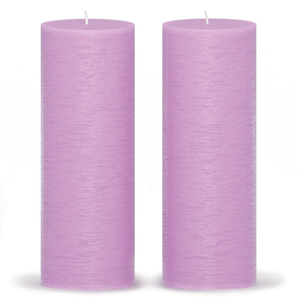 CANDWAX Lilac Pillar Candles 8" - Set of 2pcs