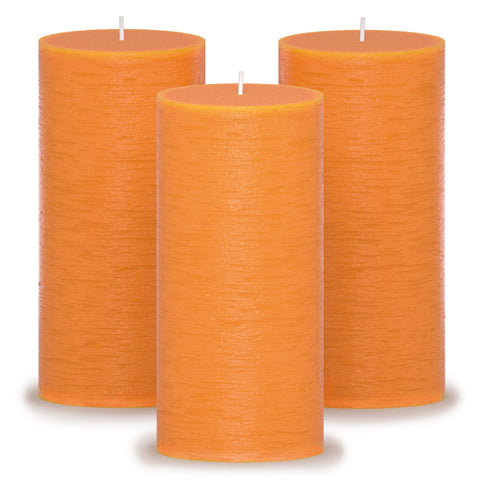 CANDWAX Orange Pillar Candles 6" - Set of 3pcs