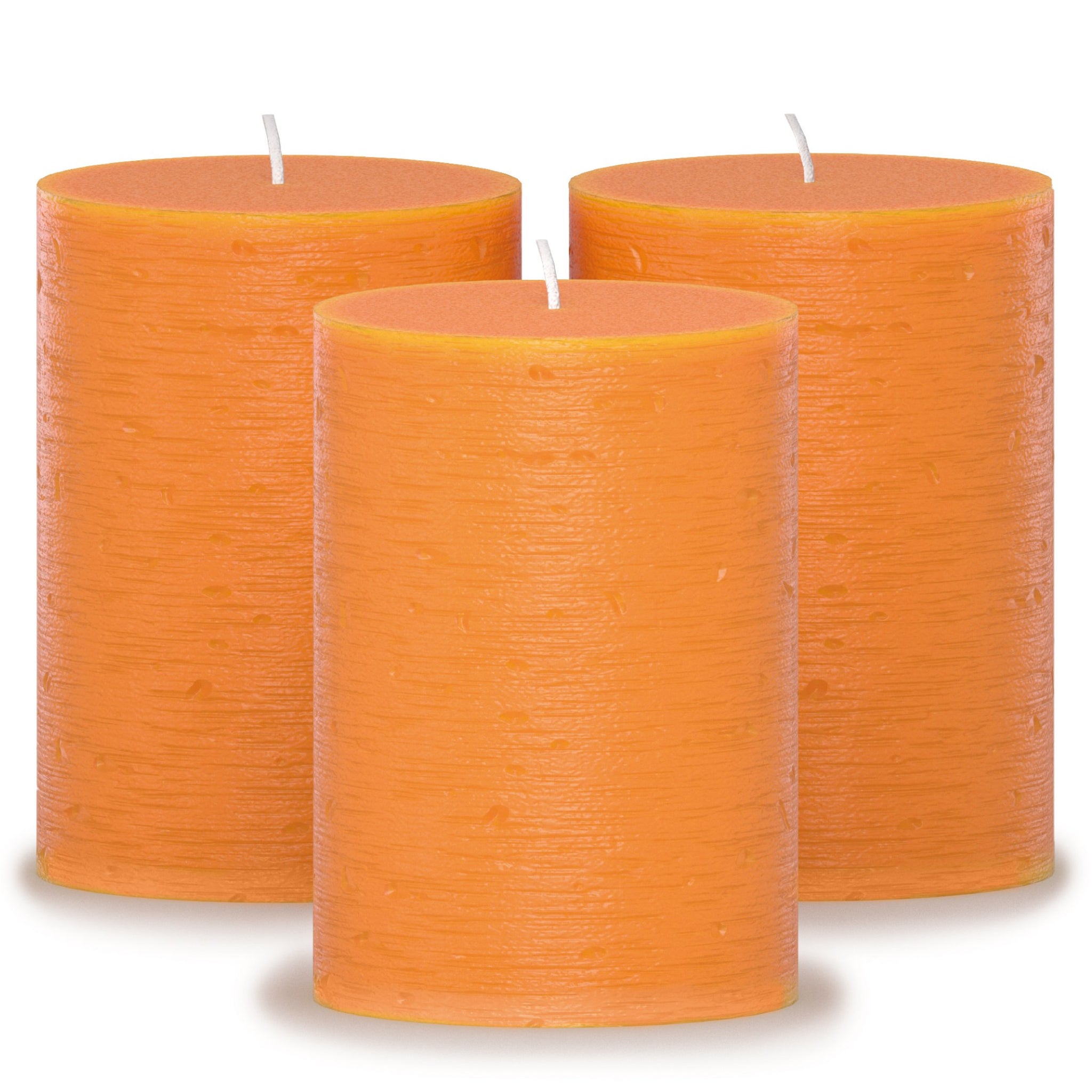 CANDWAX Orange Pillar Candles 3" - Set of 3pcs