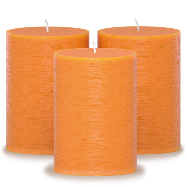 CANDWAX Orange Pillar Candles 3" - Set of 3pcs