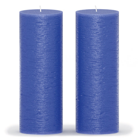 CANDWAX Blue Pillar Candles 8" - Set of 2pcs