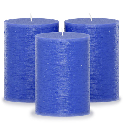 CANDWAX Blue Pillar Candles 3" - Set of 3pcs