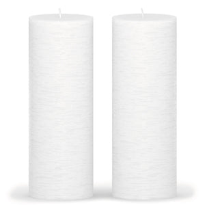 CANDWAX White Pillar Candles 8" - Set of 2pcs