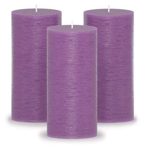 CANDWAX Purple Pillar Candles 6" - Set of 3pcs