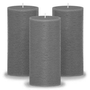CANDWAX Dark Gray Pillar Candles 6" - Set of 3pcs