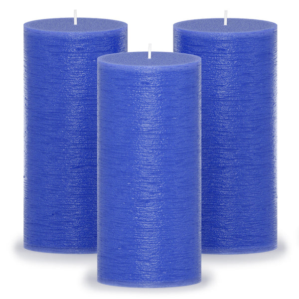 CANDWAX Blue Pillar Candles 6" - Set of 3pcs