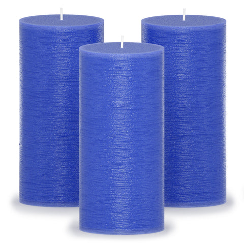 CANDWAX Blue Pillar Candles 6" - Set of 3pcs