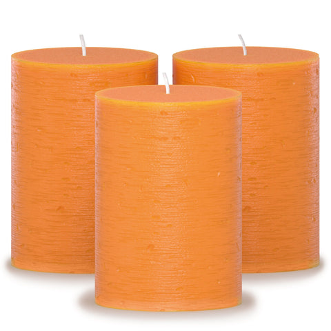 CANDWAX Orange Pillar Candles 4" - Set of 3pcs