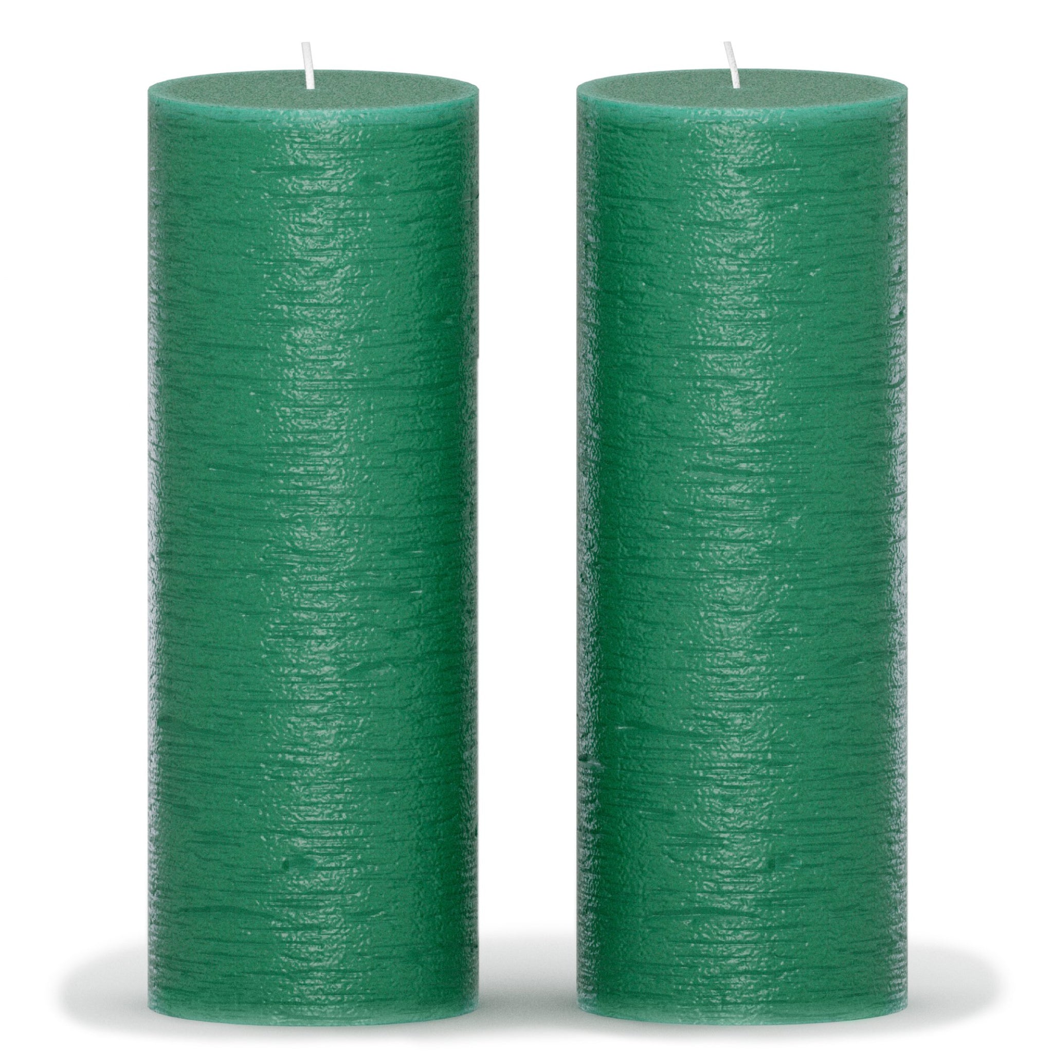 CANDWAX Green Pillar Candles 8" - Set of 2pcs