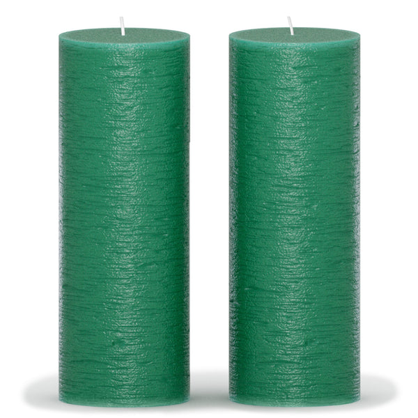 CANDWAX Green Pillar Candles 8" - Set of 2pcs