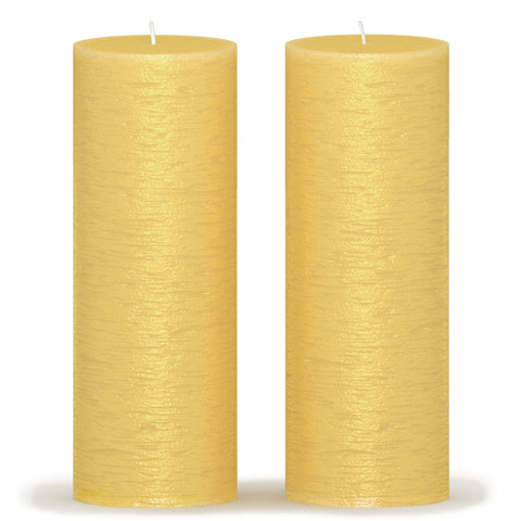 CANDWAX Gold Pillar Candles 8" - Set of 2pcs