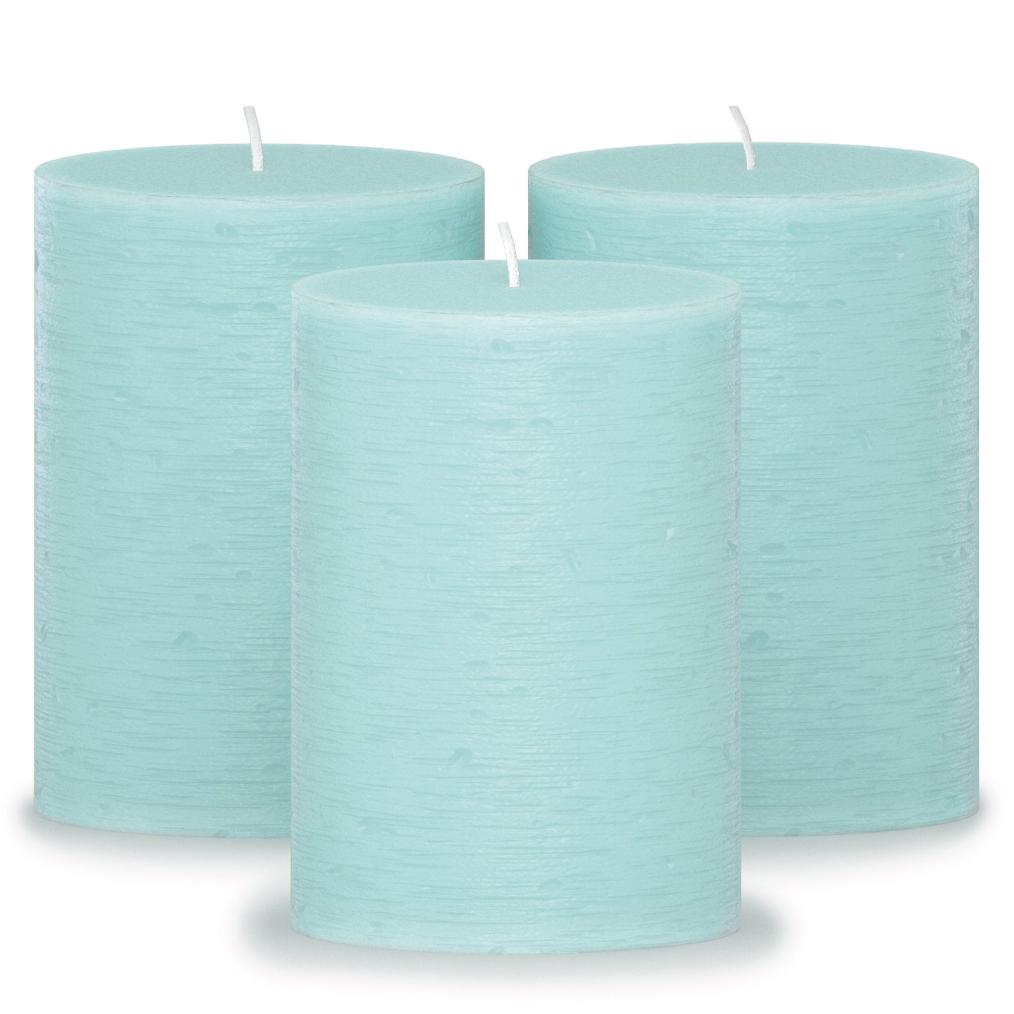 CANDWAX Light Turquoise Pillar Candles 4" - Set of 3pcs