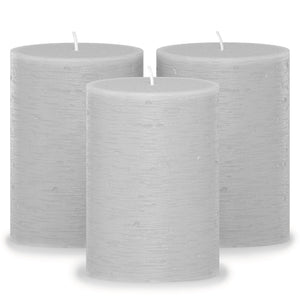 CANDWAX Light Gray Pillar Candles 4" - Set of 3pcs