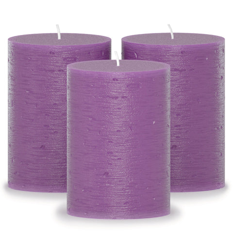 CANDWAX Purple Pillar Candles 4" - Set of 3pcs