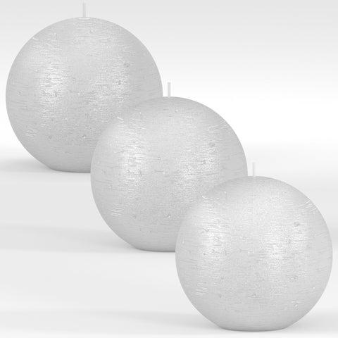 CANDWAX Silver Round Candles 3" - Set of 3 pcs