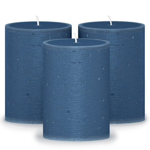 CANDWAX Dark Blue Pillar Candles 3" - Set of 3pcs