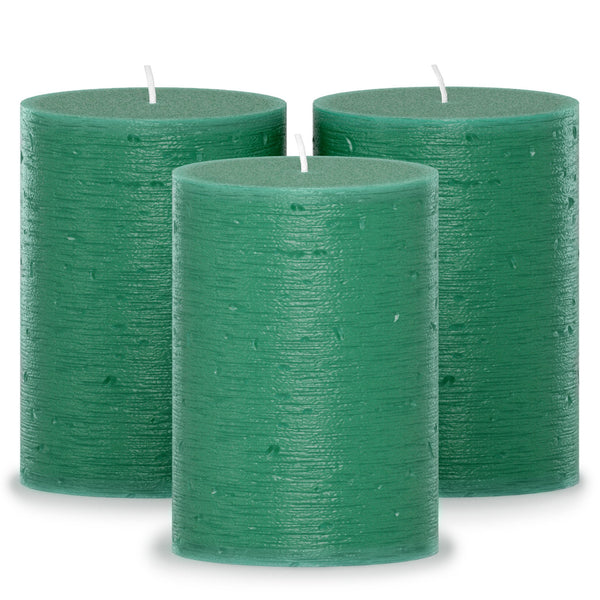 CANDWAX Green Pillar Candles 4" - Set of 3pcs