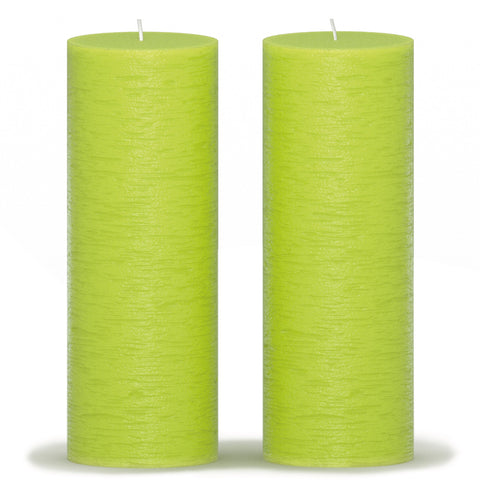 CANDWAX Olive Pillar Candles 8" - Set of 2pcs