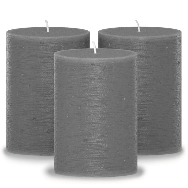 CANDWAX Dark Gray Pillar Candles 3" - Set of 3 pcs