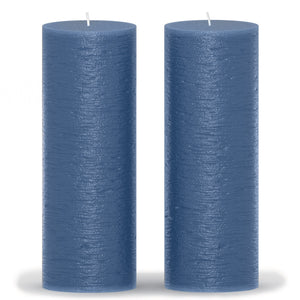 CANDWAX Dark Blue Pillar Candles 8" - Set of 2pcs