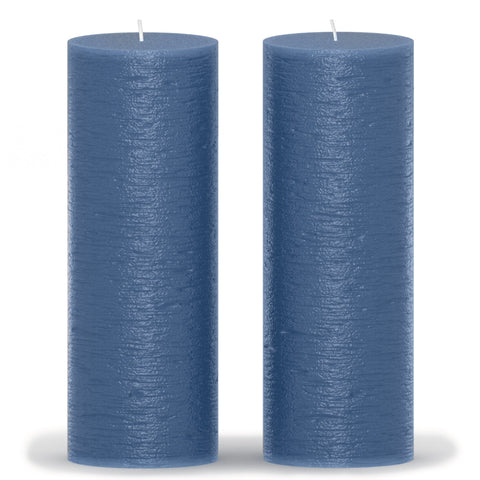 CANDWAX Dark Blue Pillar Candles 8" - Set of 2pcs