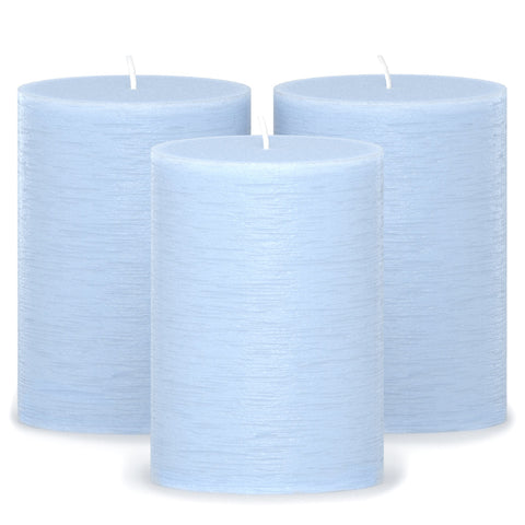 CANDWAX Baby Blue Pillar Candles 4" - Set of 3pcs