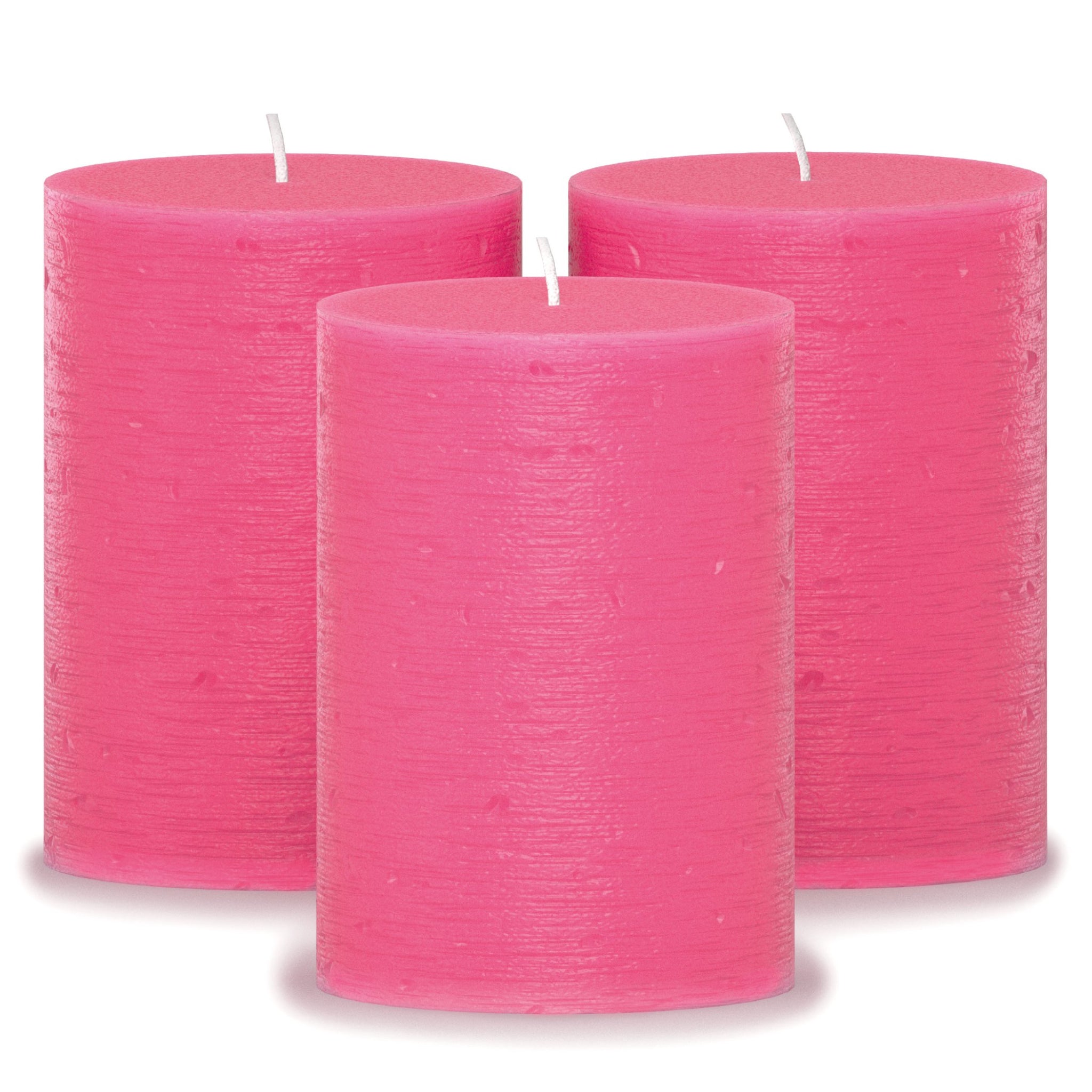 CANDWAX Pink Pillar Candles 4" - Set of 3pcs
