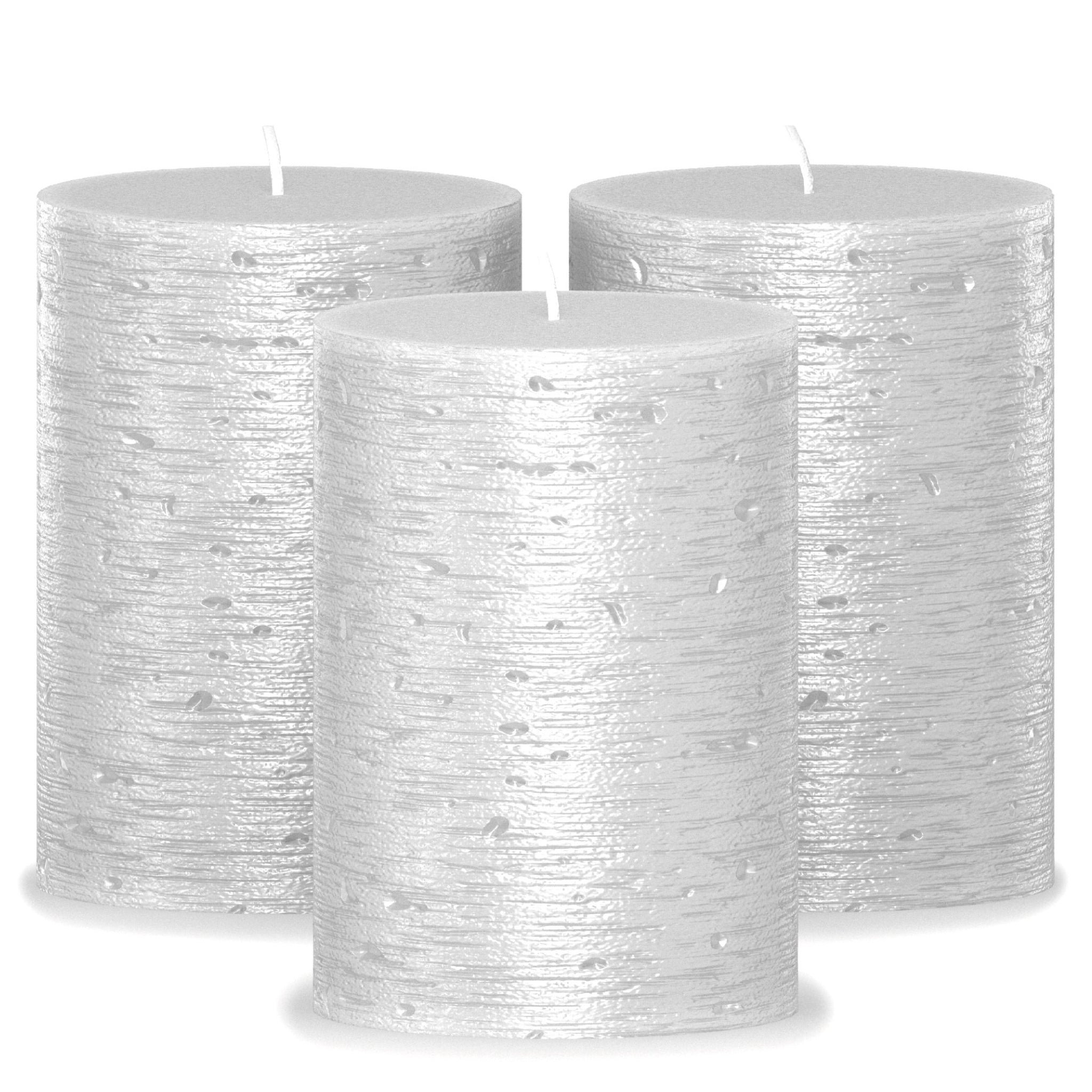 CANDWAX Sliver Pillar Candles 3" - Set of 3pcs