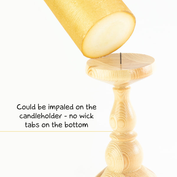 CANDWAX Gold Pillar Candles 6" - Set of 3pcs