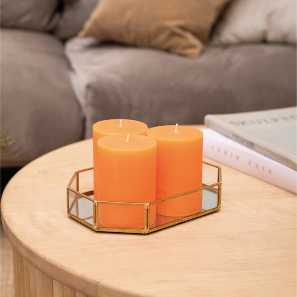 CANDWAX Orange Pillar Candles 3" - Set of 3pcs