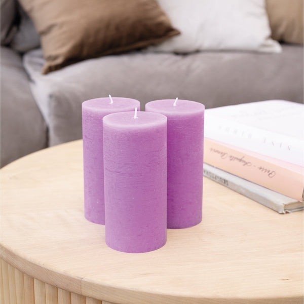 CANDWAX Lilac Pillar Candles 6" - Set of 3pcs