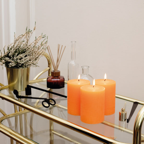 CANDWAX Orange Pillar Candles 3" - Set of 3pcs