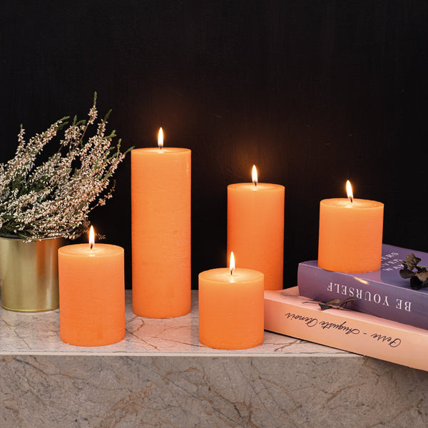 CANDWAX Orange Pillar Candles 3" - Set of 3pcs