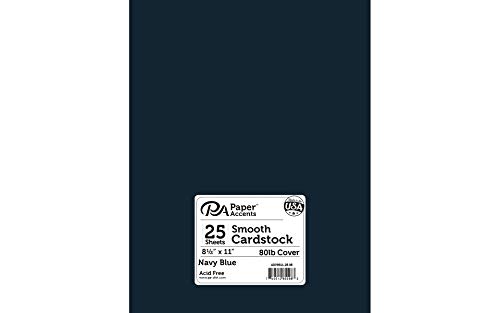 Cdstk Smooth 8.5x11 80lb 25pc Pk Navy Blue