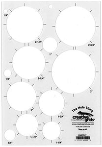 Creative Grids "The Hole Thing" Quilting Ruler Template for Circles (THIN, FLEXIBLE Plastic) CGRTPHT