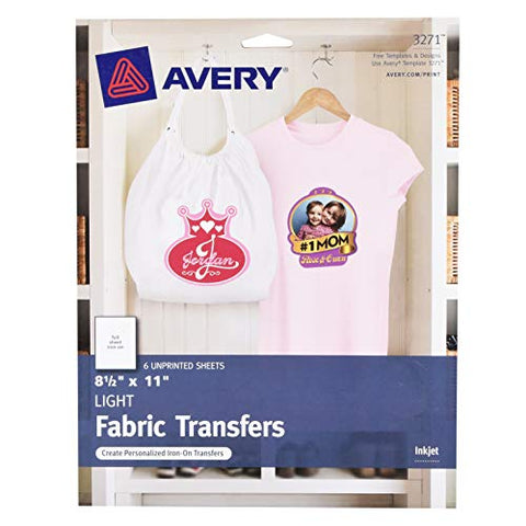 Avery Iron-on Transfer Paper - Letter - 8 1/2" x 11" - Matte - 6 / Pack - Clear