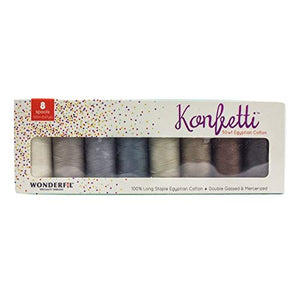 WonderFil, Specialty Threads, Konfetti, 3-Ply 100% Long Staple Double-Gassed Egyptian Cotton Thread, Sand & Sea Glass - Set of 8