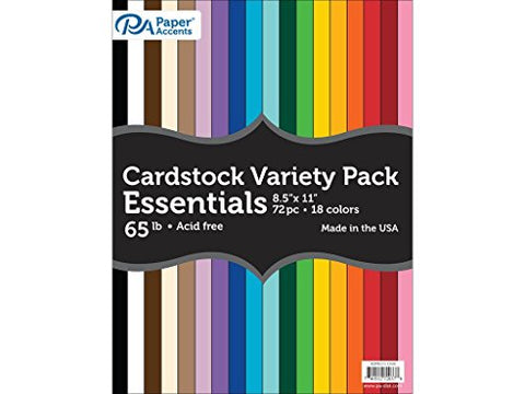 Variety Pack 8.5x11 72pc 65lb Essential Cardstock