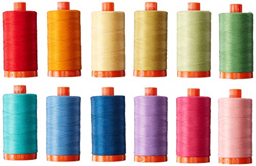 Aurifil Christa Quilts Piece and Quilt Colors Thread Kit 12 Large Spools 50 Weight
