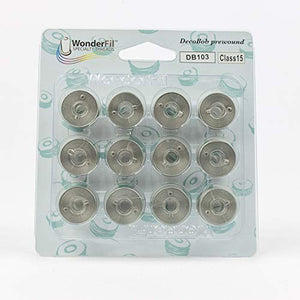 WonderFil, Specialty Threads, DecoBob, Pre-Wound Bobbins, Class 15 - Grey