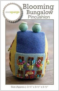 Blooming Bungalow Pincushion pattern by Sue Spargo - Wool Applique Project 3.5" x 3.5" x 5.5"