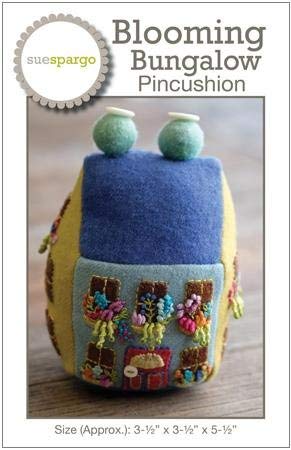 Blooming Bungalow Pincushion pattern by Sue Spargo - Wool Applique Project 3.5" x 3.5" x 5.5"