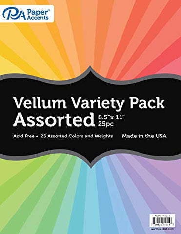 PA Paper Accents ADP8511.1015 Assorted Vellum, 8.5"x 11"