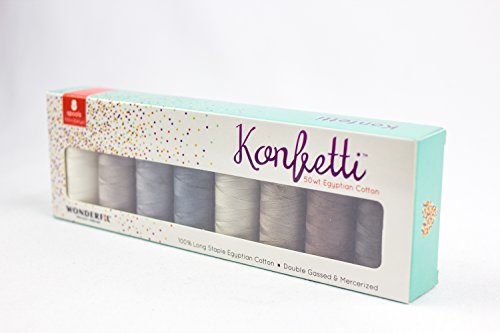 WonderFil, Specialty Threads, Konfetti, 3-Ply 100% Long Staple Double-Gassed Egyptian Cotton Thread, Sand & Sea Glass - Set of 8