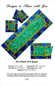 Fast and Easy Quilted Table Runner, Placemats, Potholder, and Napkin Pattern Set