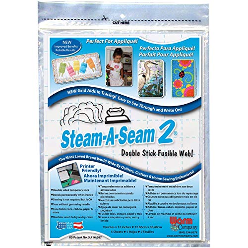 Steam-A-Seam 2 Double Stick Fusible Web-9"X12", 5 Sheets (5517),  (4-Pack)