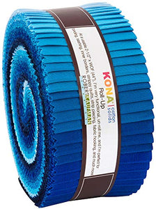 Kona Cotton Solids Waterfall Roll Up 40 2.5-inch Strips Jelly Roll Robert Kaufman Fabrics RU-782-40