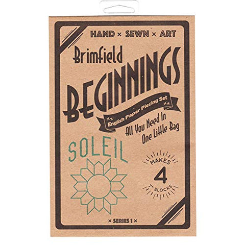 Brimfield Beginnings English Paper Piecing Starter Set - Paper Pieces for Four 7" Blocks + Acrylic Templates - Soleil