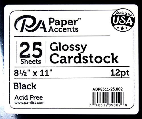 Paper Accents Cardstock 8 1/2 x 11 in. Glossy Black (25 sheets)